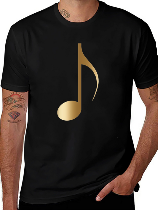 Golden Music Note Black T-Shirt
