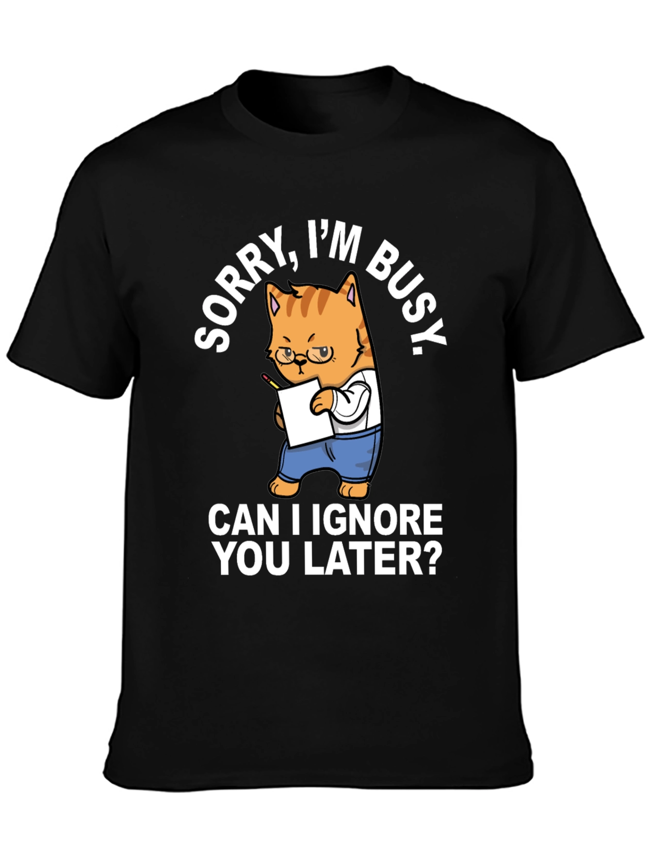 Busy Cat T-Shirt Funny Graphic Tee