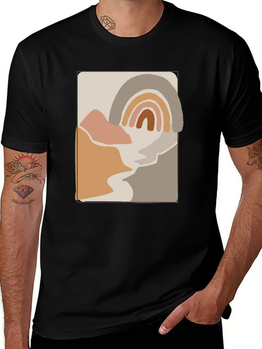 Abstract Rainbow Graphic T-Shirt - Trendy Casual Tee