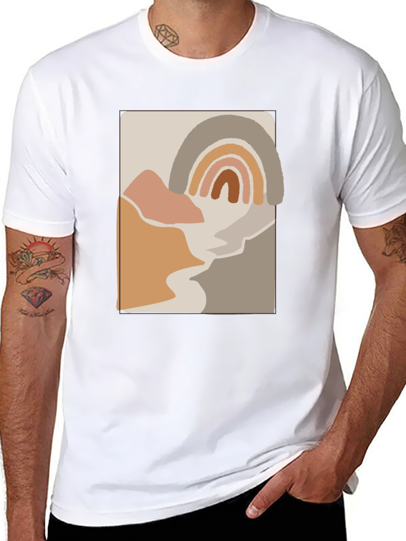 Abstract Rainbow Graphic T-Shirt - Trendy Casual Tee