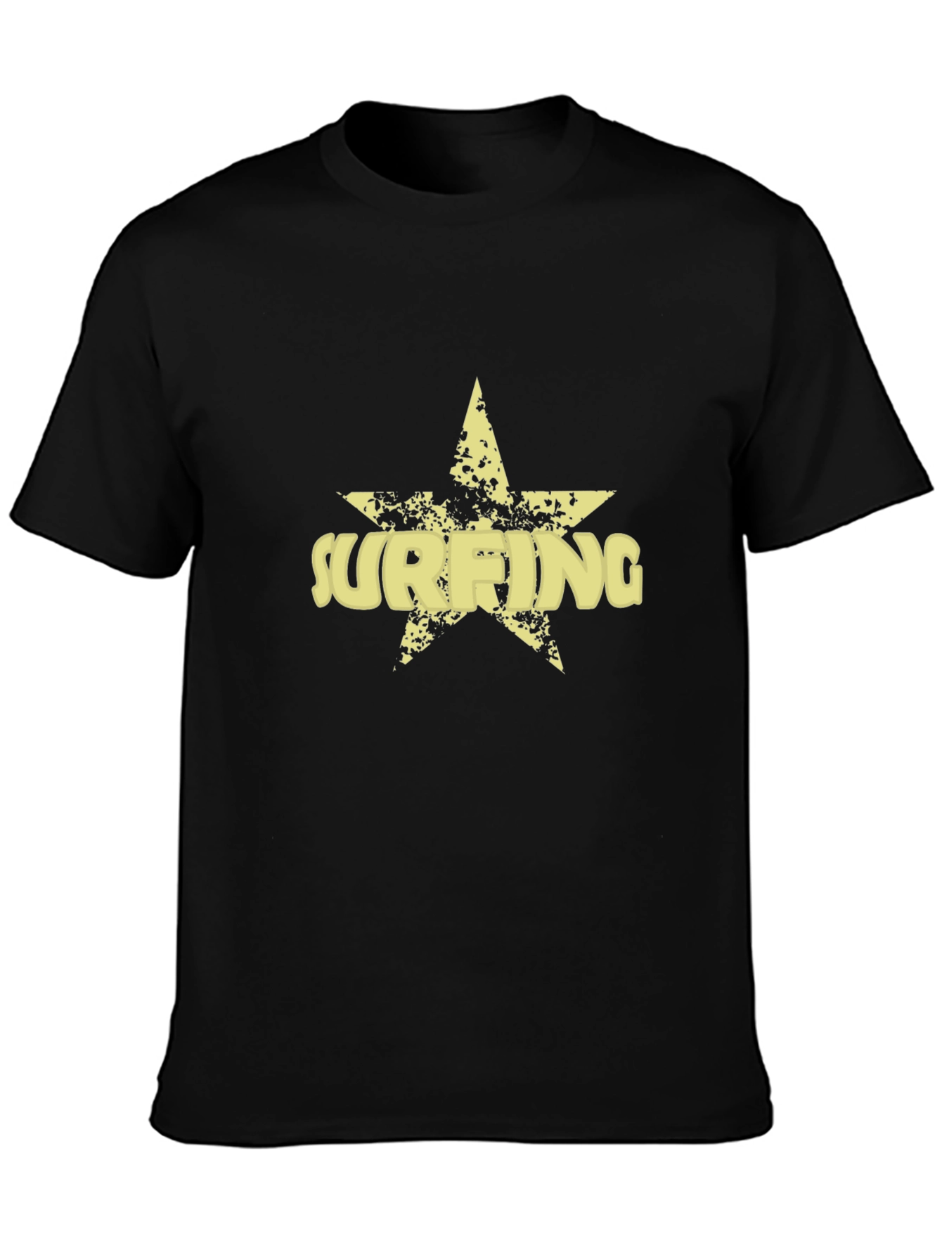 Surfing Star Mens Black Graphic Tee