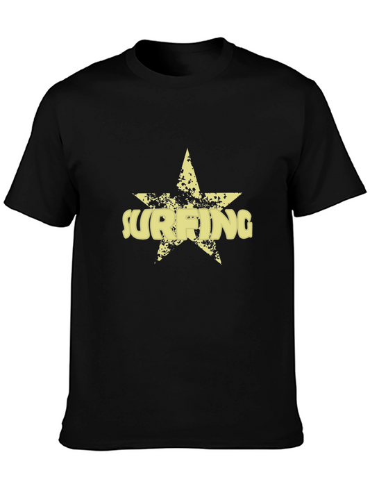 Surfing Star Mens Black Graphic Tee