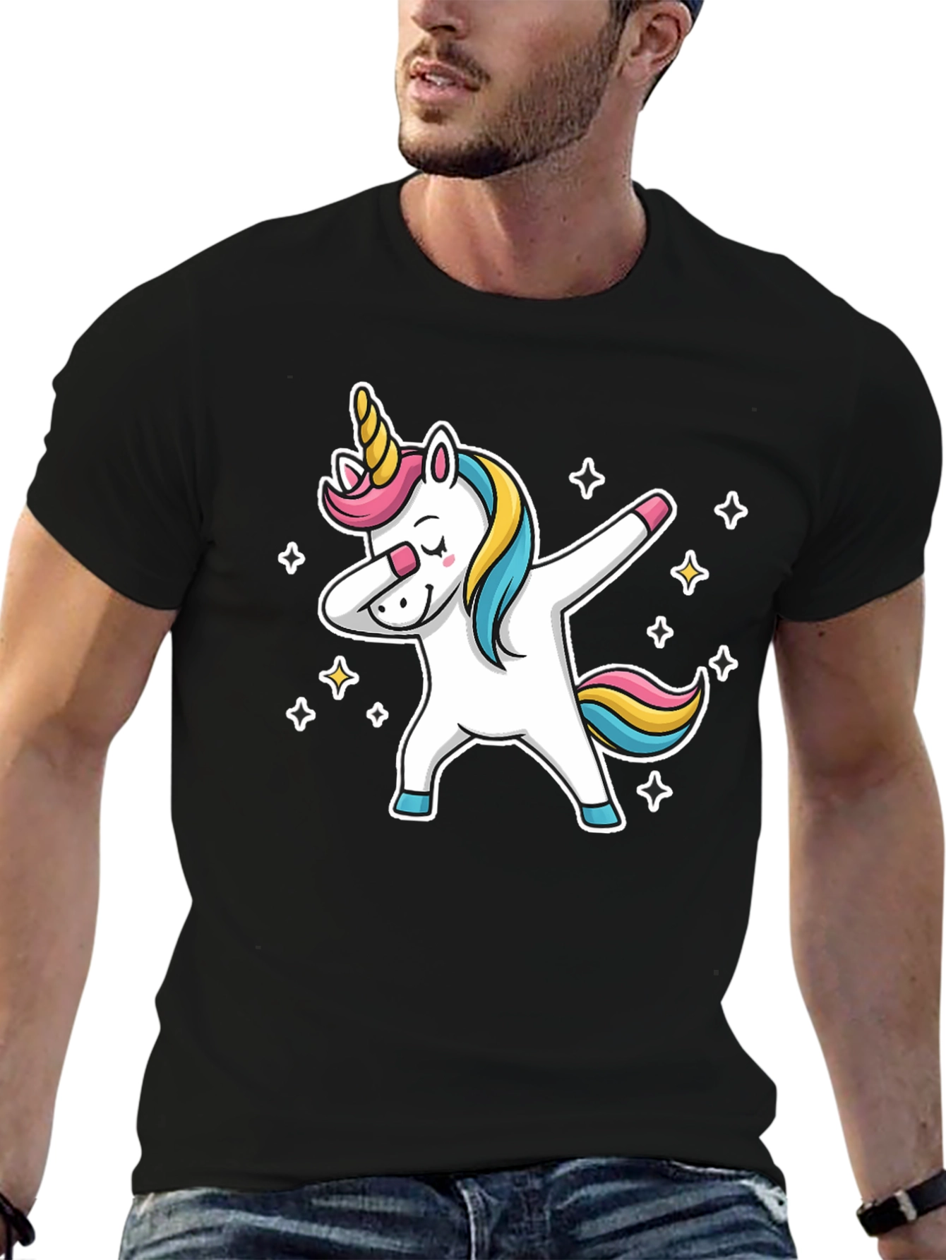 Dabbing Unicorn Graphic Tee - Black