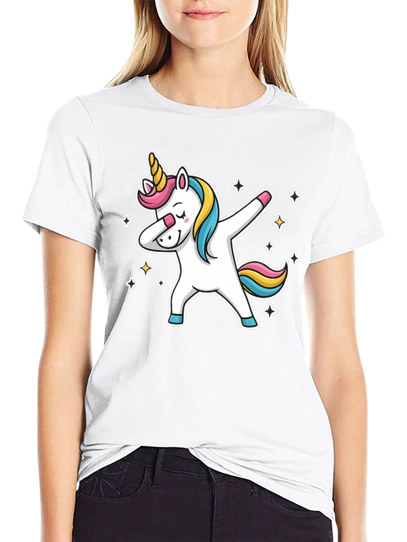 Dabbing Unicorn Graphic Tee - Black