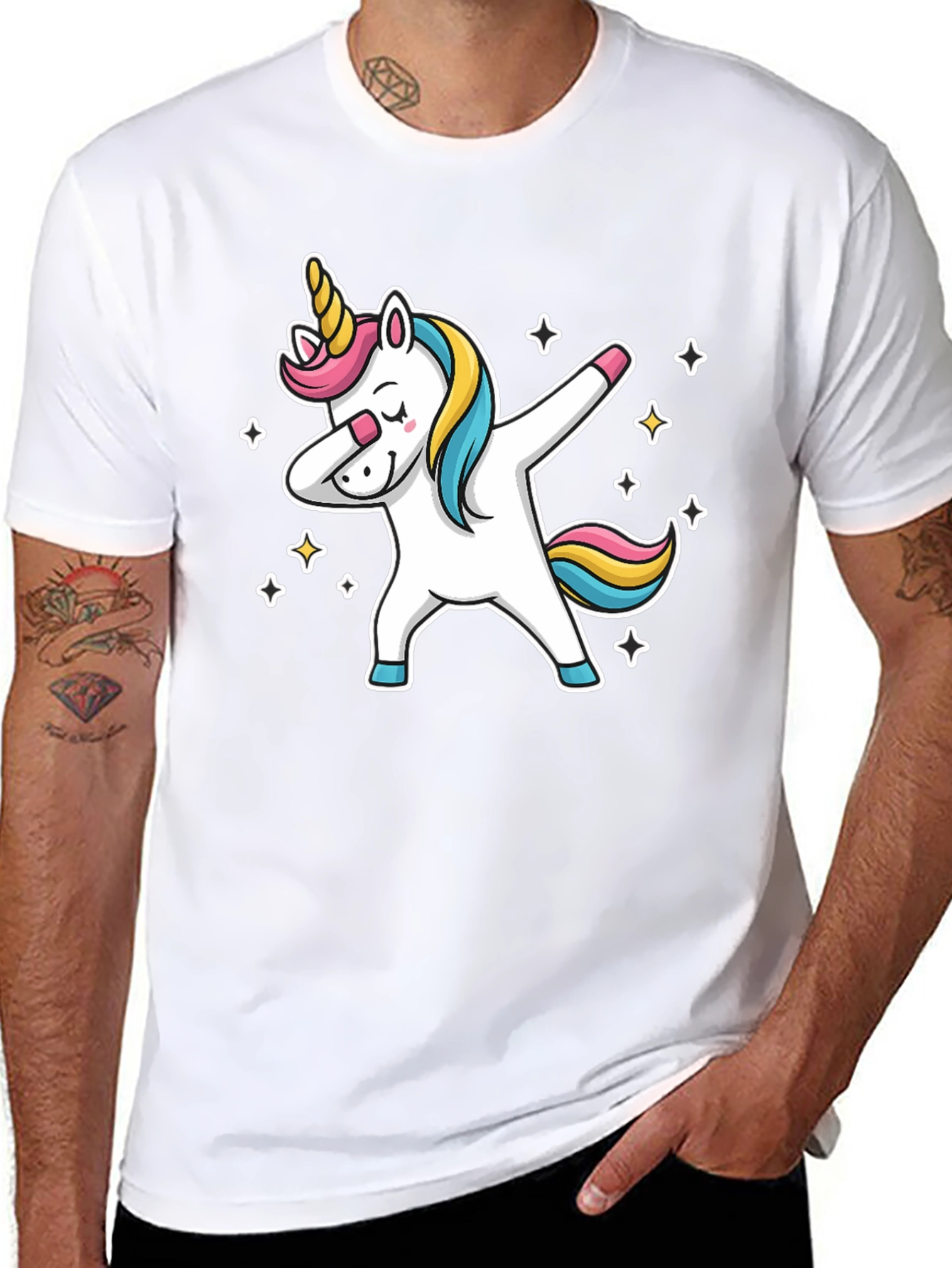 Dabbing Unicorn Graphic Tee - Black