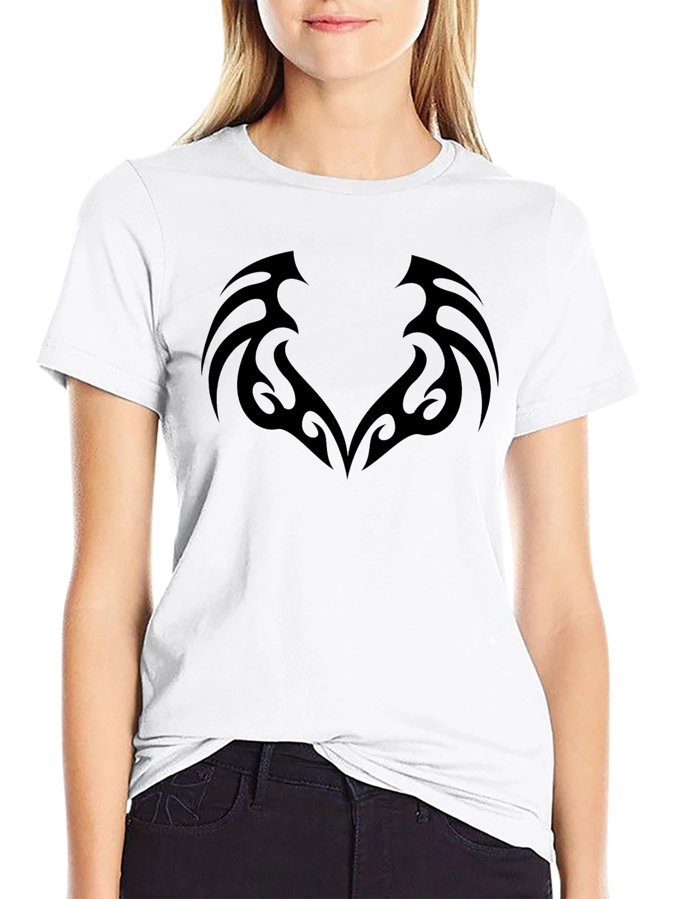 Tribal Design Black T-Shirt - Edgy Casual Wear