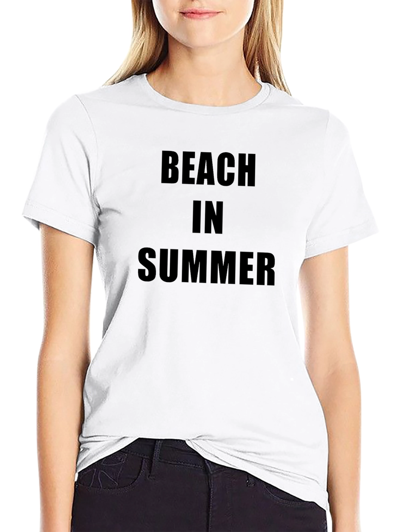 Beach In Summer Black T-Shirt