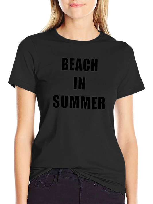 Beach In Summer Black T-Shirt