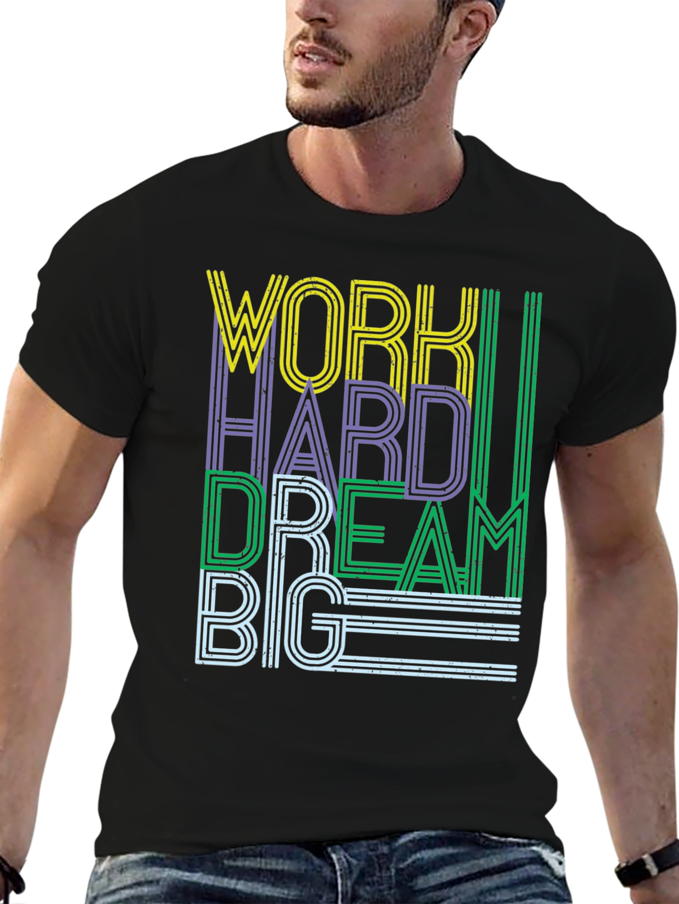 Work Hard Dream Big Graphic Tee - Black