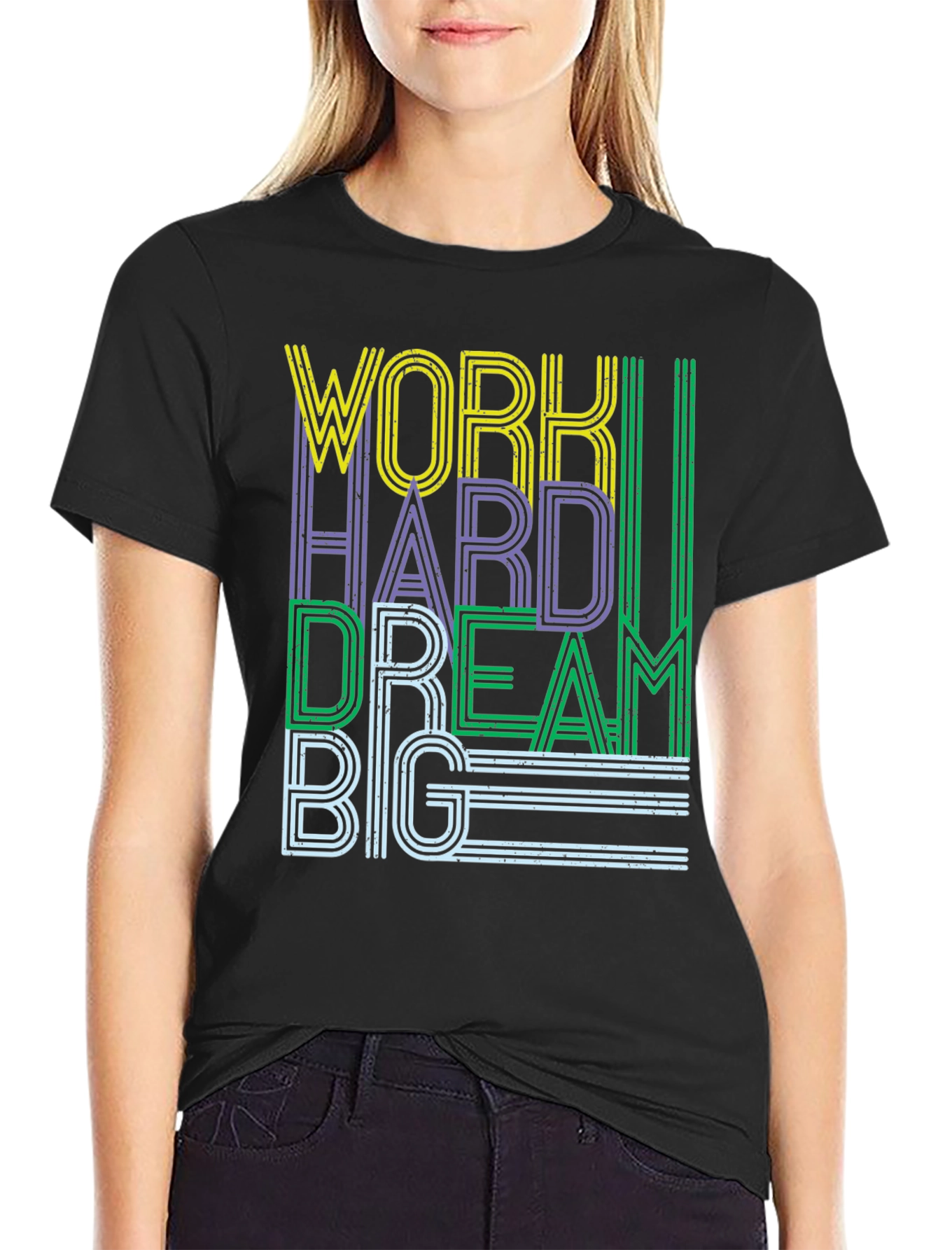 Work Hard Dream Big Graphic Tee - Black