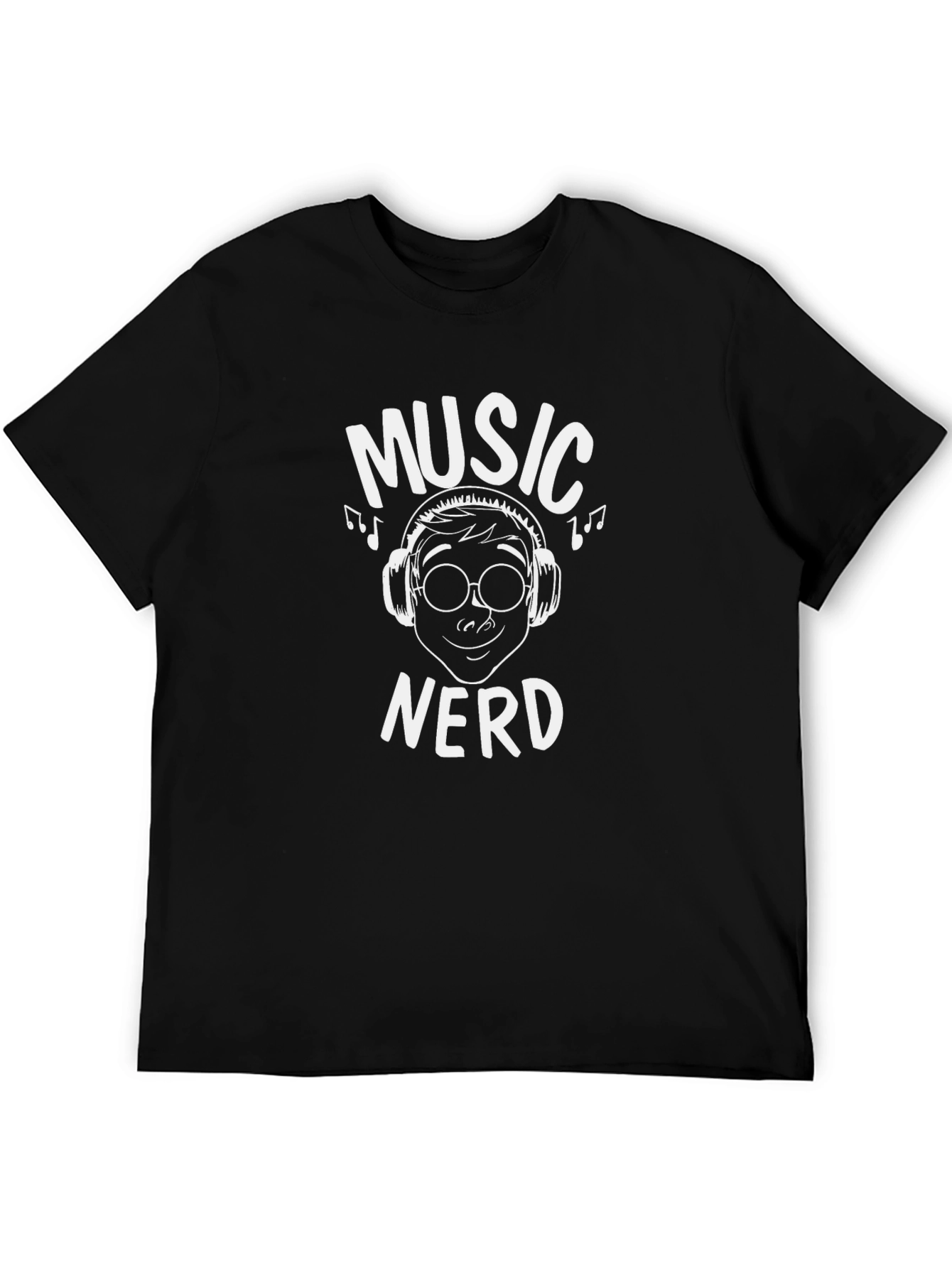 Music Nerd Graphic Tee - Black Cotton T-Shirt