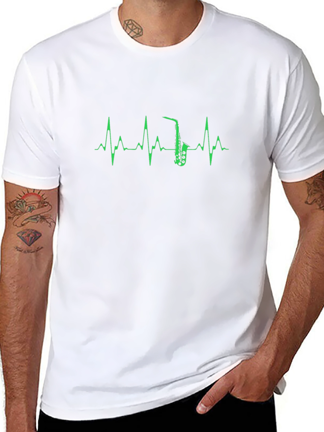 Saxophone Heartbeat T-Shirt - Black