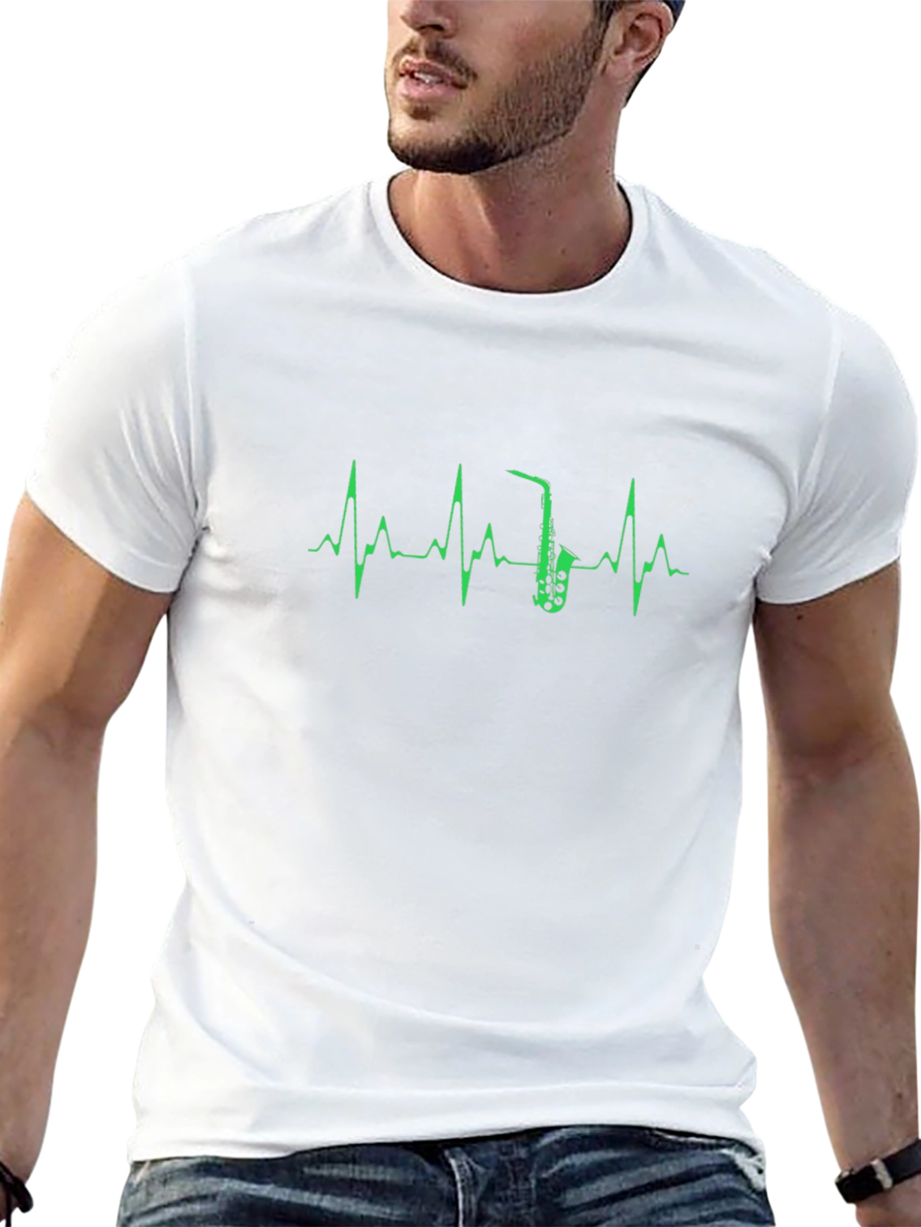Saxophone Heartbeat T-Shirt - Black