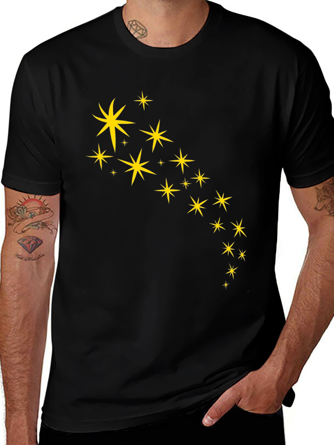 Black Tee with Star Design