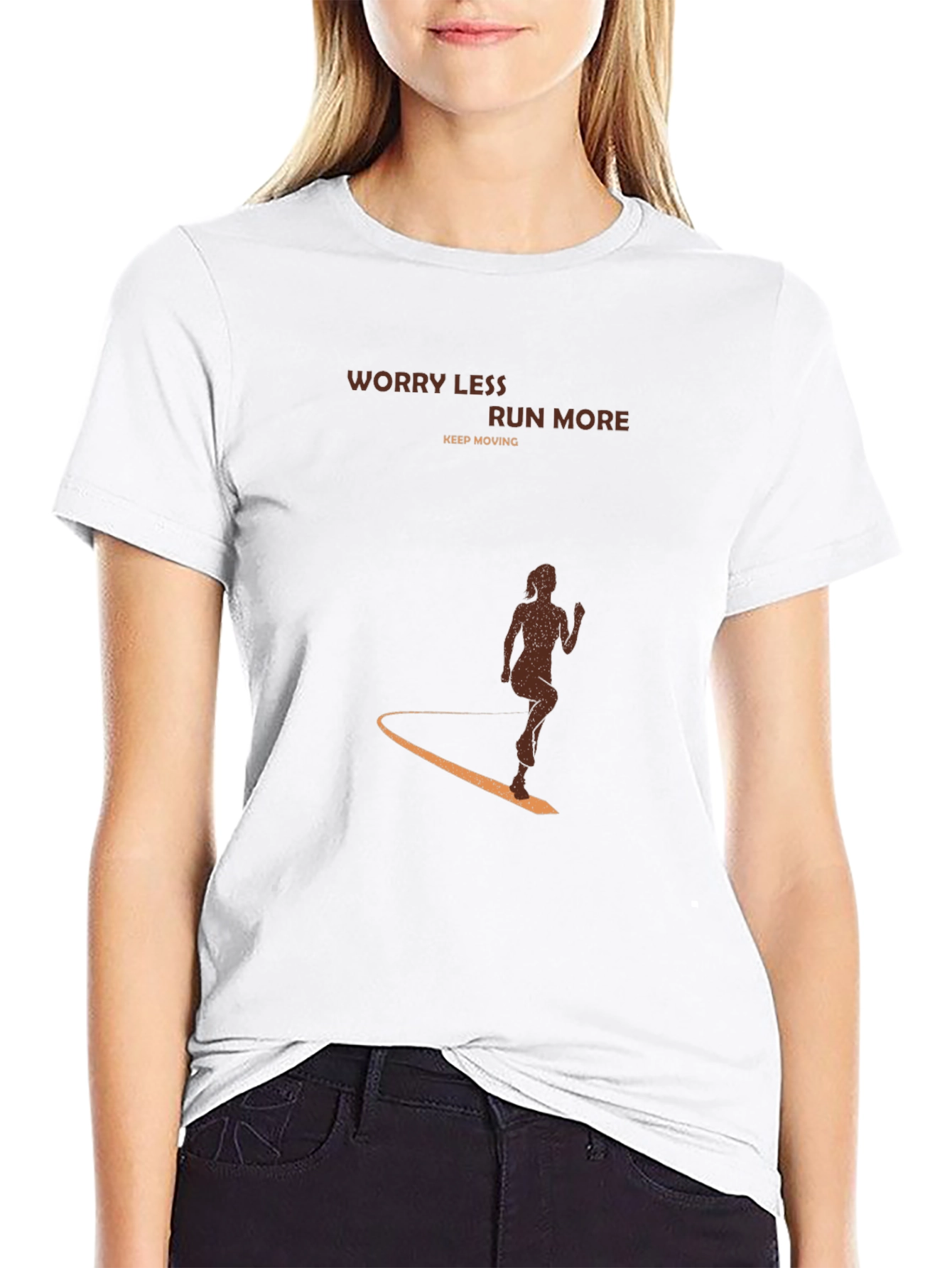 Worry Less Run More Black Graphic Tee