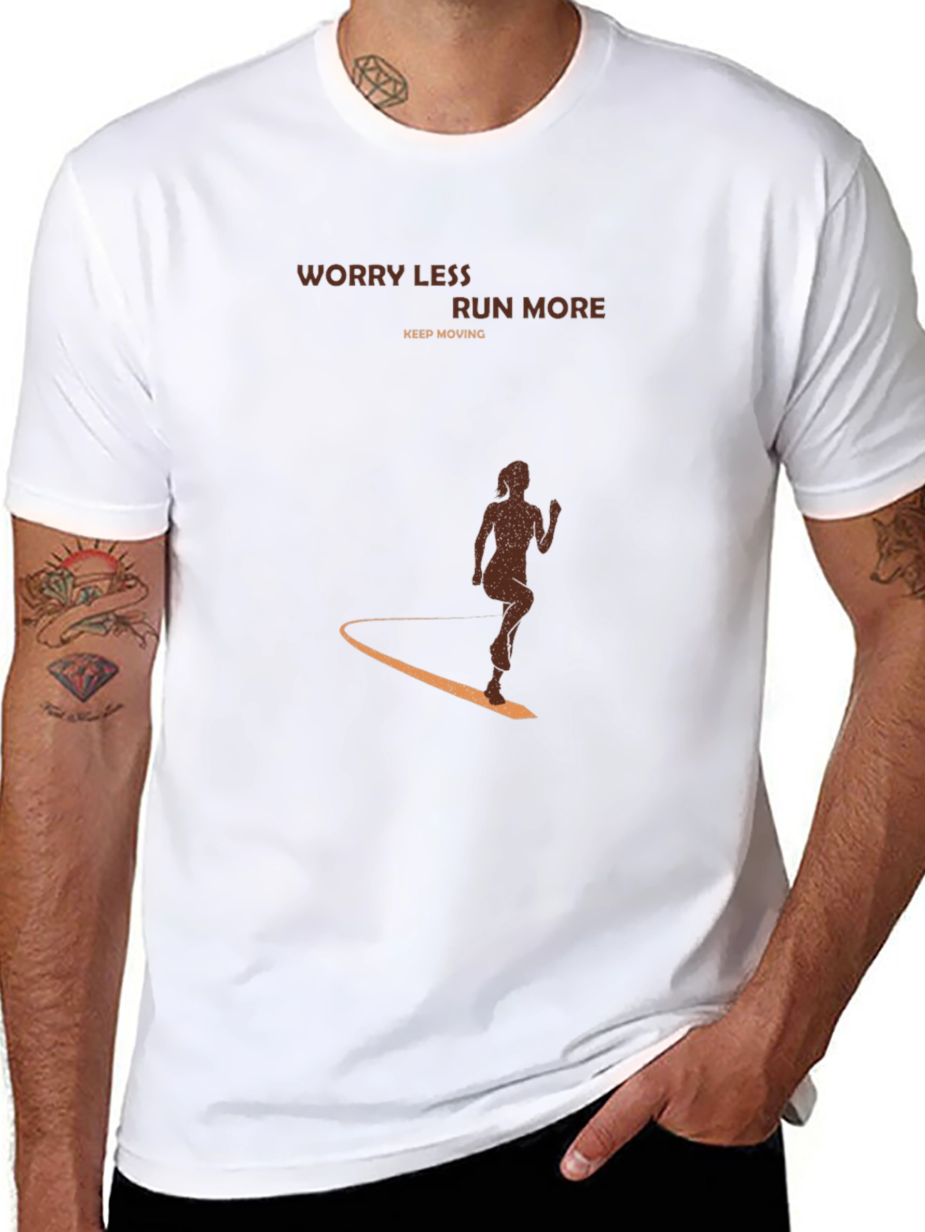 Worry Less Run More Black Graphic Tee