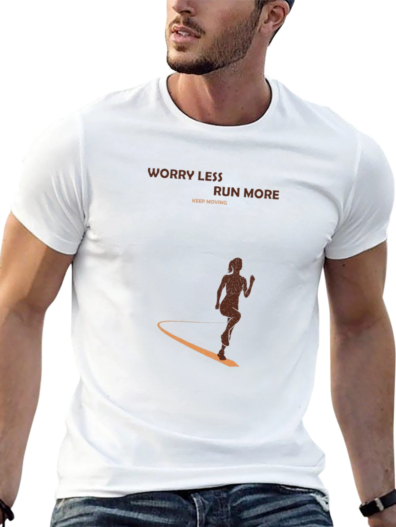 Worry Less Run More Black Graphic Tee