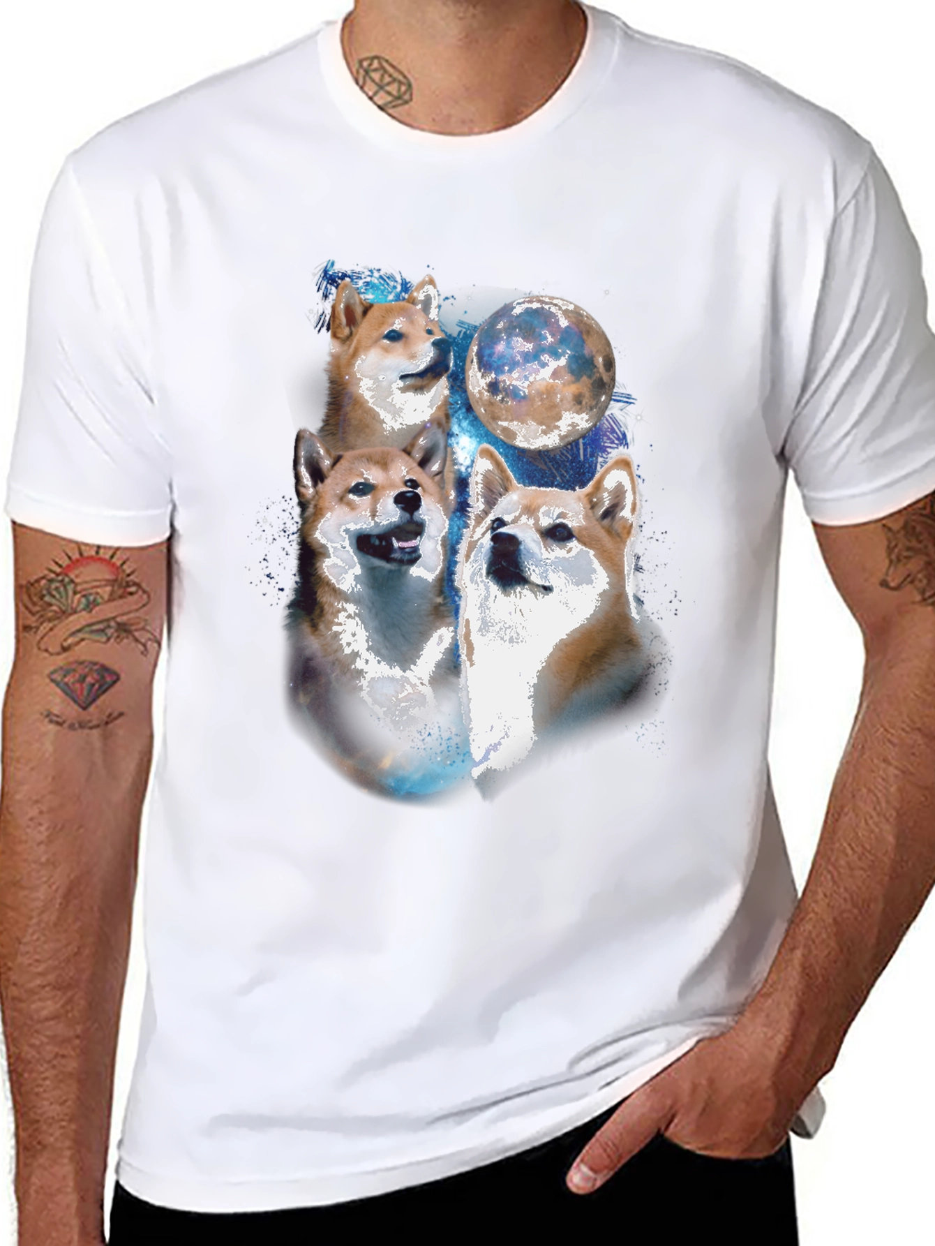 Shiba Inu Moon Art T-Shirt – Colorful Dog Lover Tee