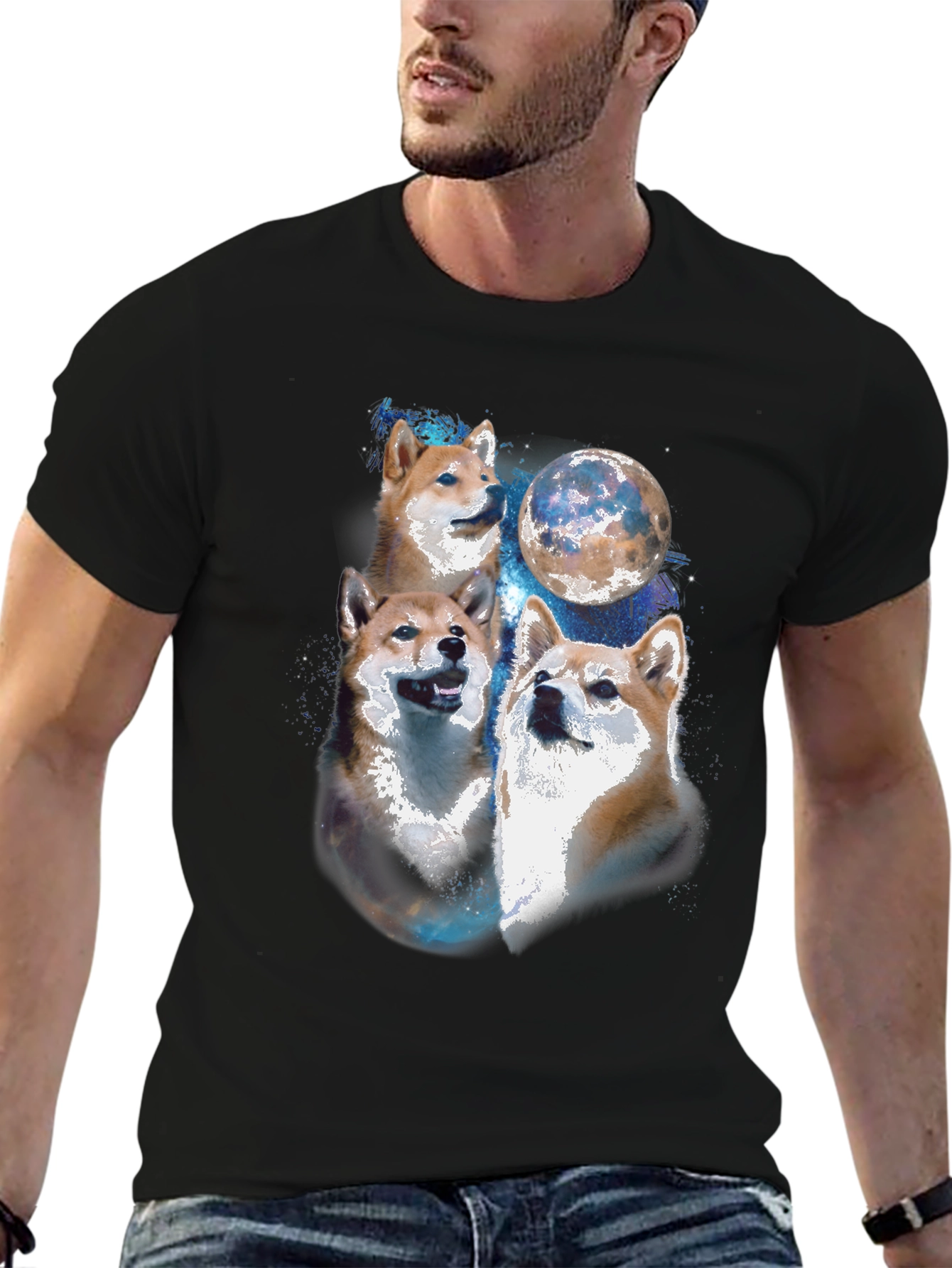 Shiba Inu Moon Art T-Shirt – Colorful Dog Lover Tee