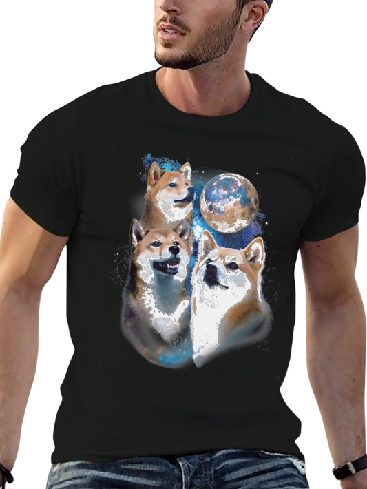 Shiba Inu Moon Art T-Shirt – Colorful Dog Lover Tee