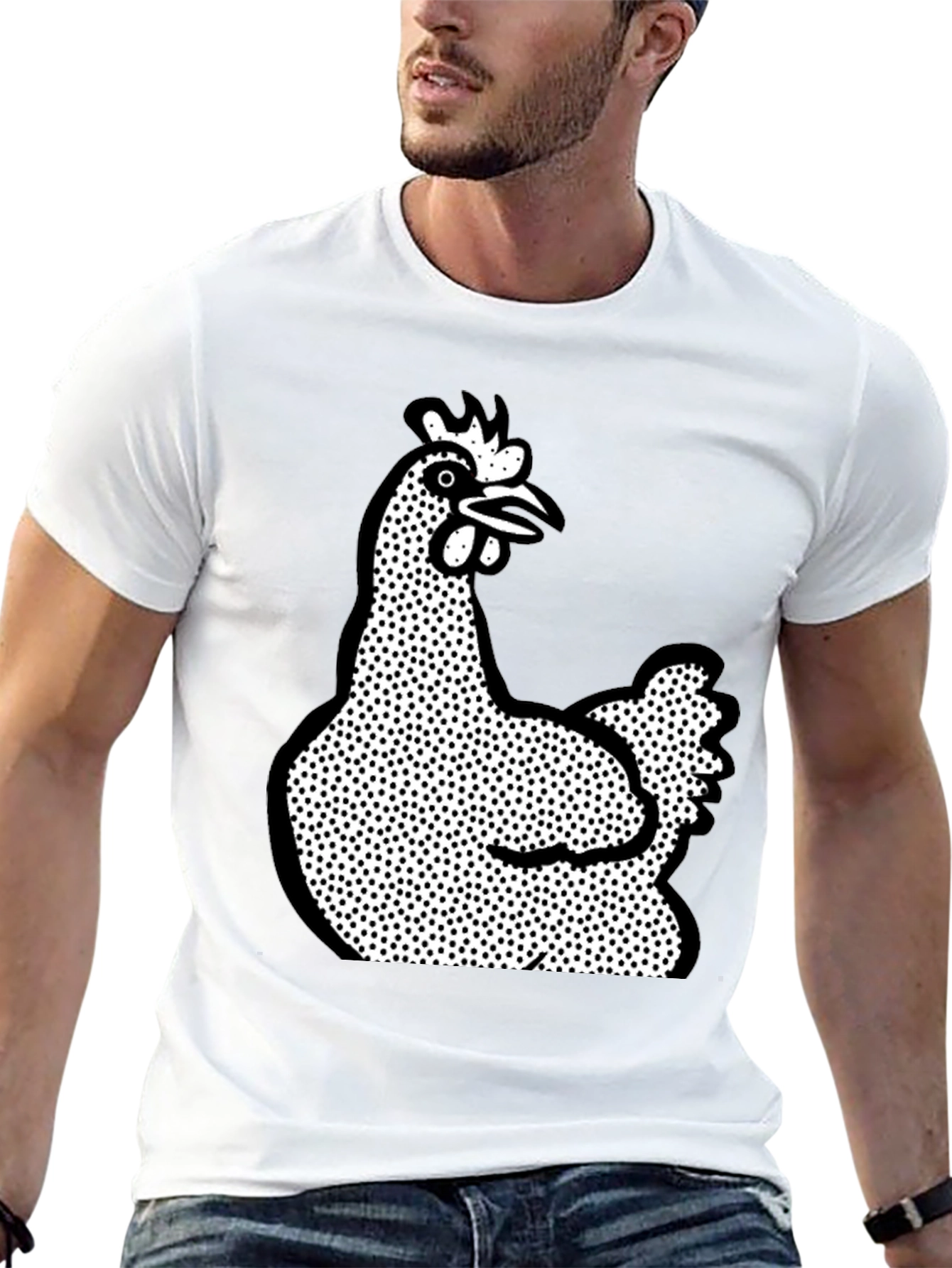 Quirky Chicken Graphic T-Shirt - Black