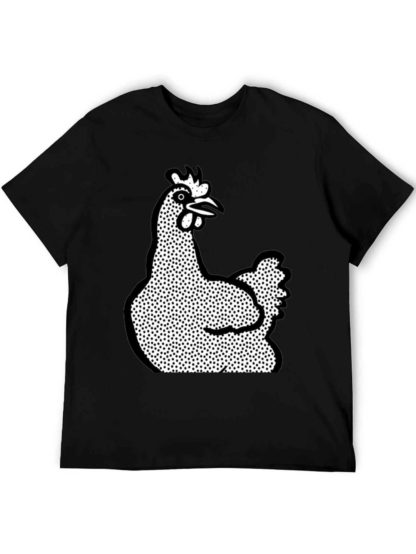 Quirky Chicken Graphic T-Shirt - Black
