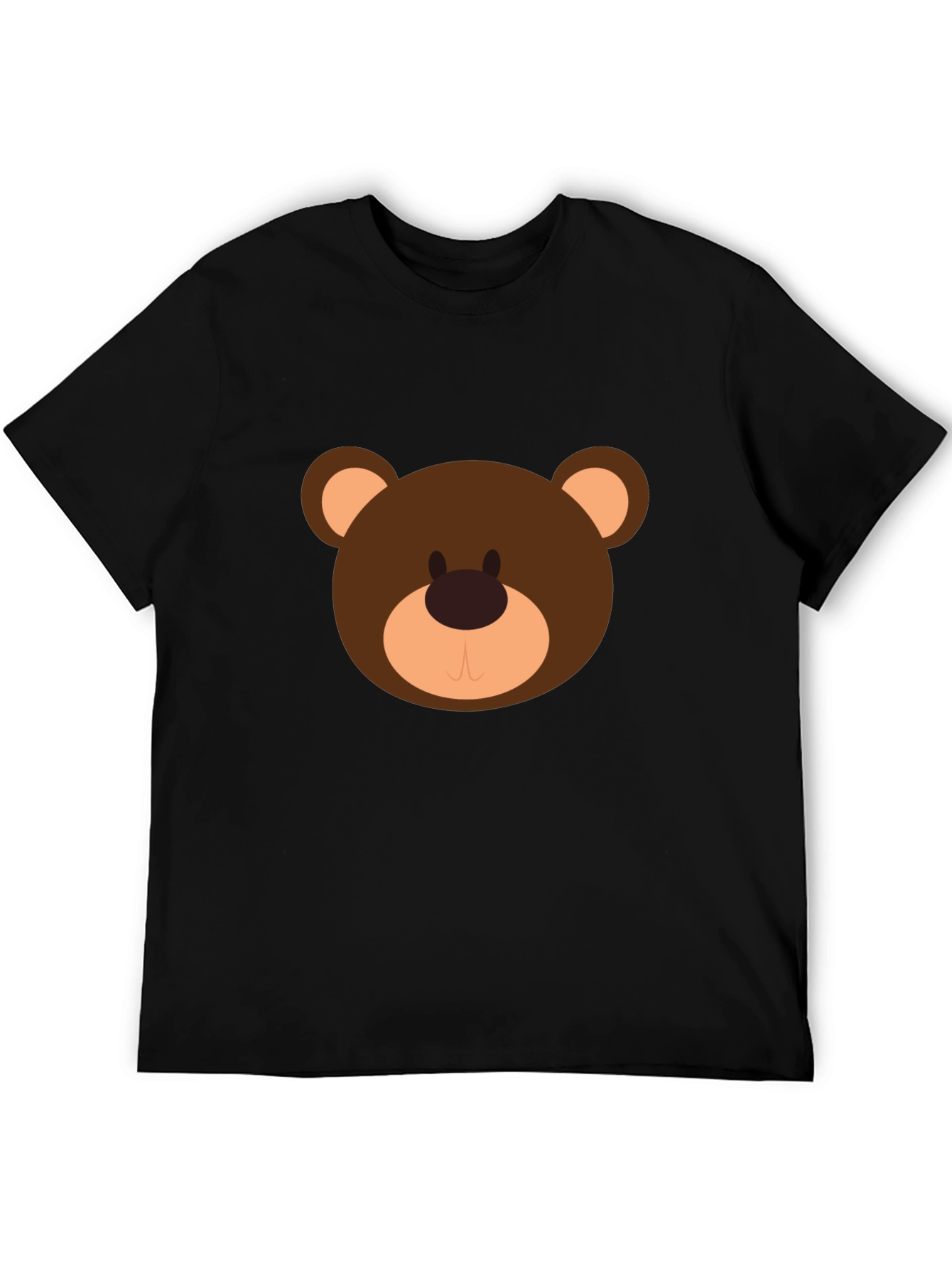 Cute Cartoon Bear Graphic Black T-Shirt