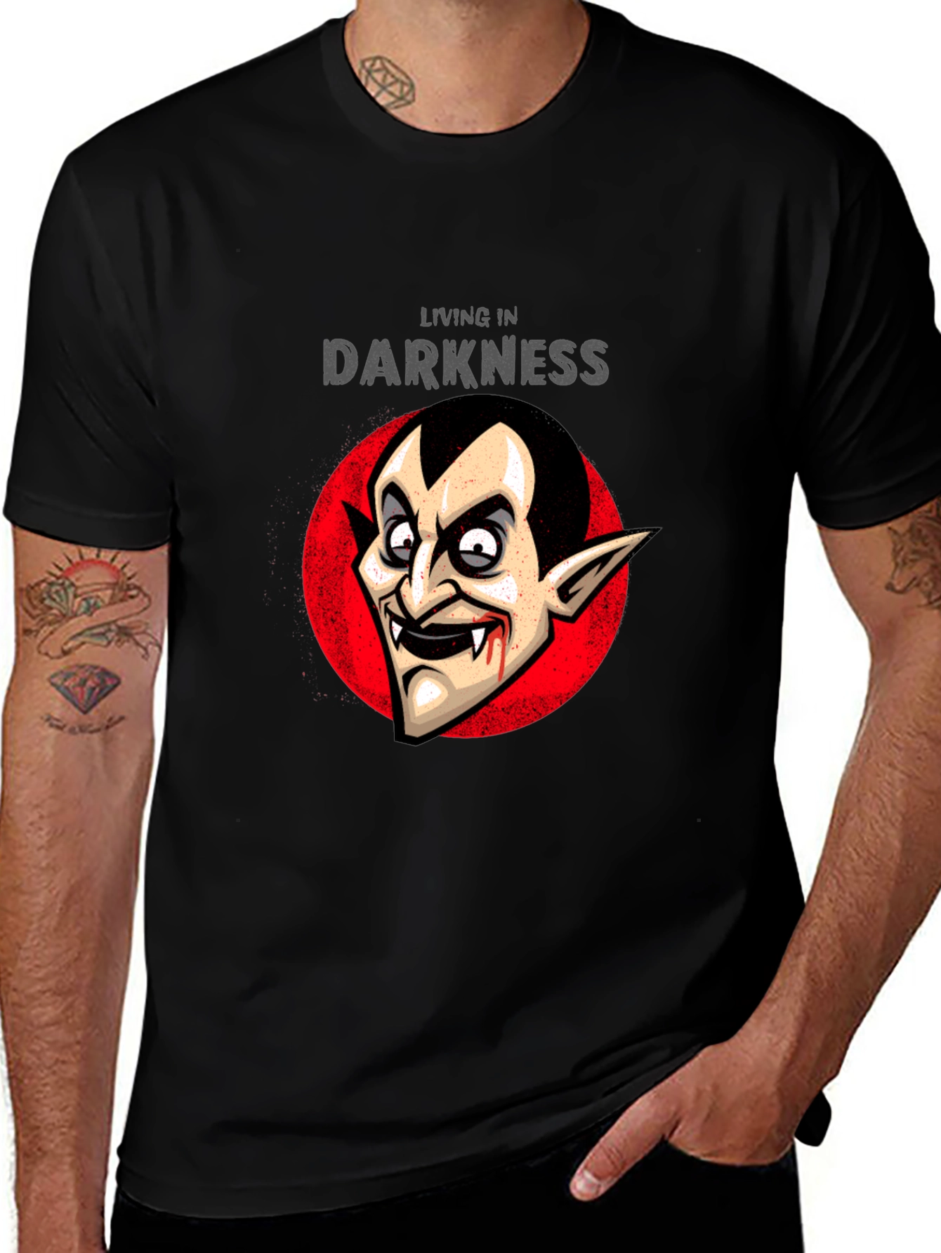 Living in Darkness Vampire Graphic T-Shirt