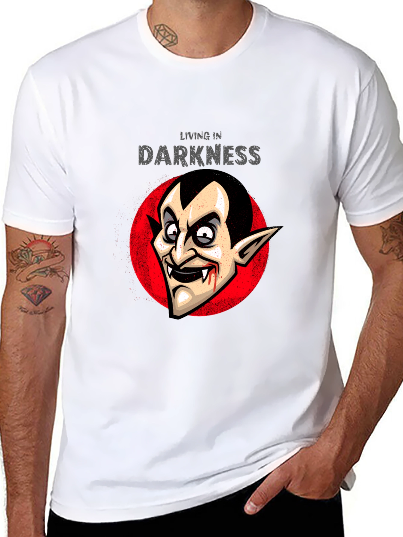Living in Darkness Vampire Graphic T-Shirt