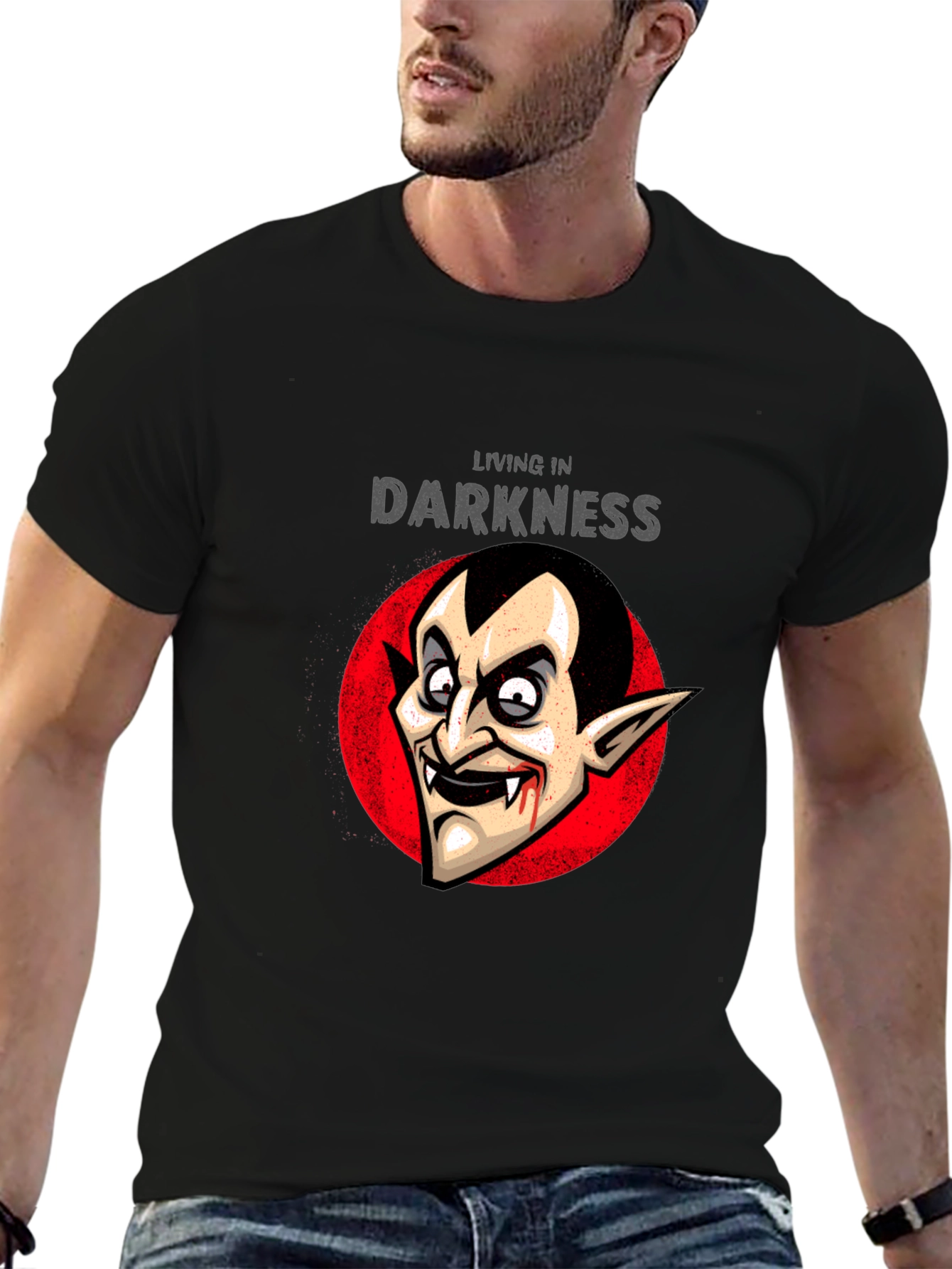 Living in Darkness Vampire Graphic T-Shirt