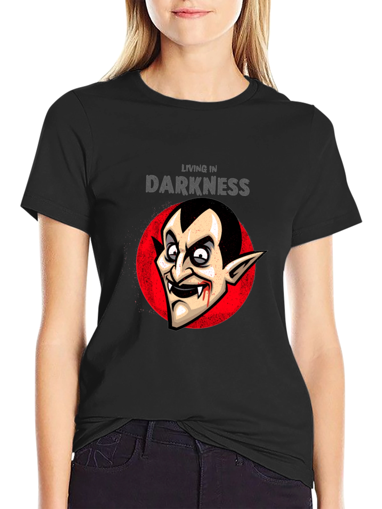 Living in Darkness Vampire Graphic T-Shirt