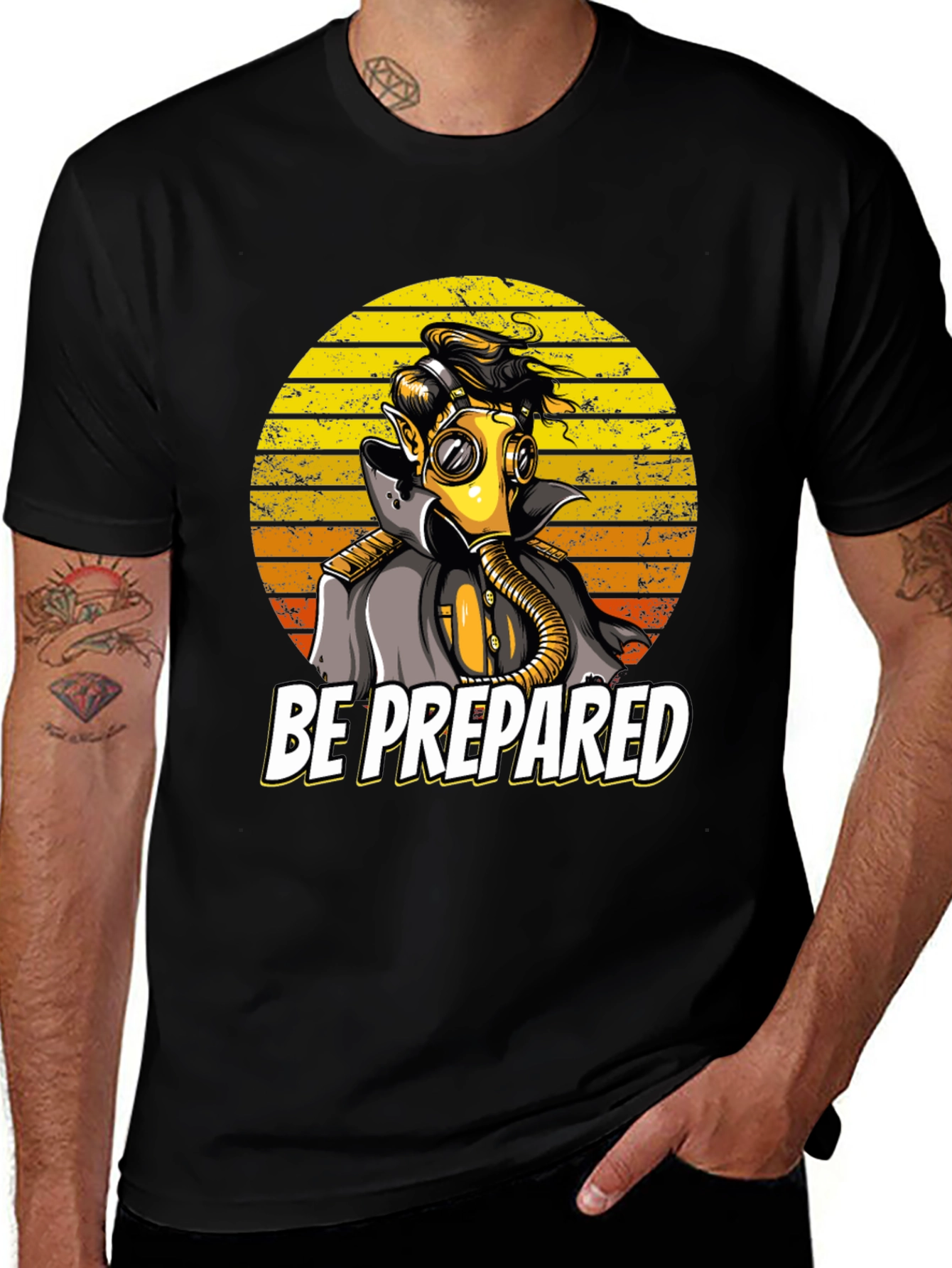 Be Prepared Graphic T-Shirt - Retro Gas Mask Design