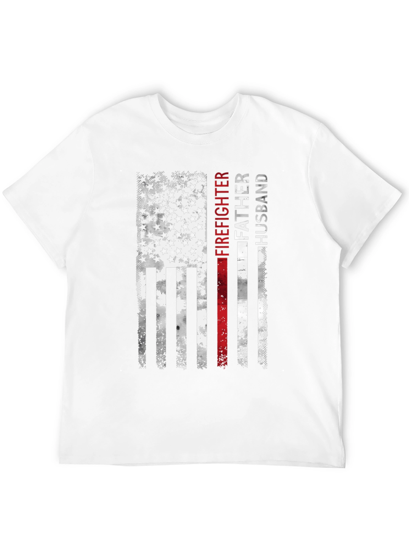 Firefighter Father Husband American Flag T-Shirt