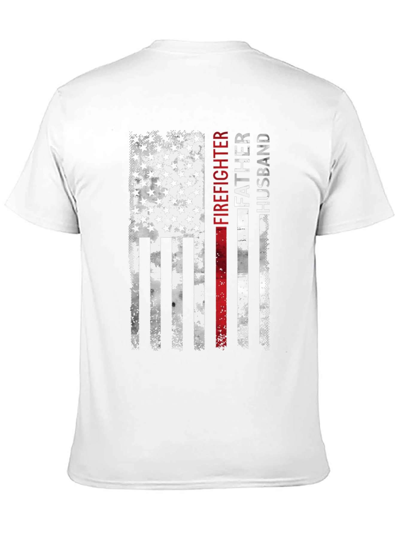 Firefighter Father Husband American Flag T-Shirt