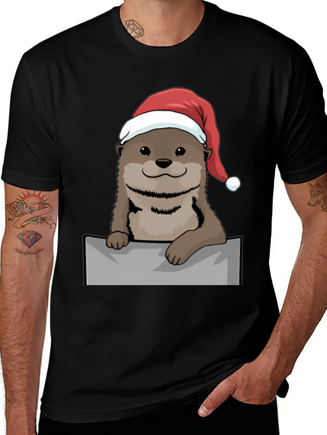 Festive Otter Graphic Tee - Holiday Edition
