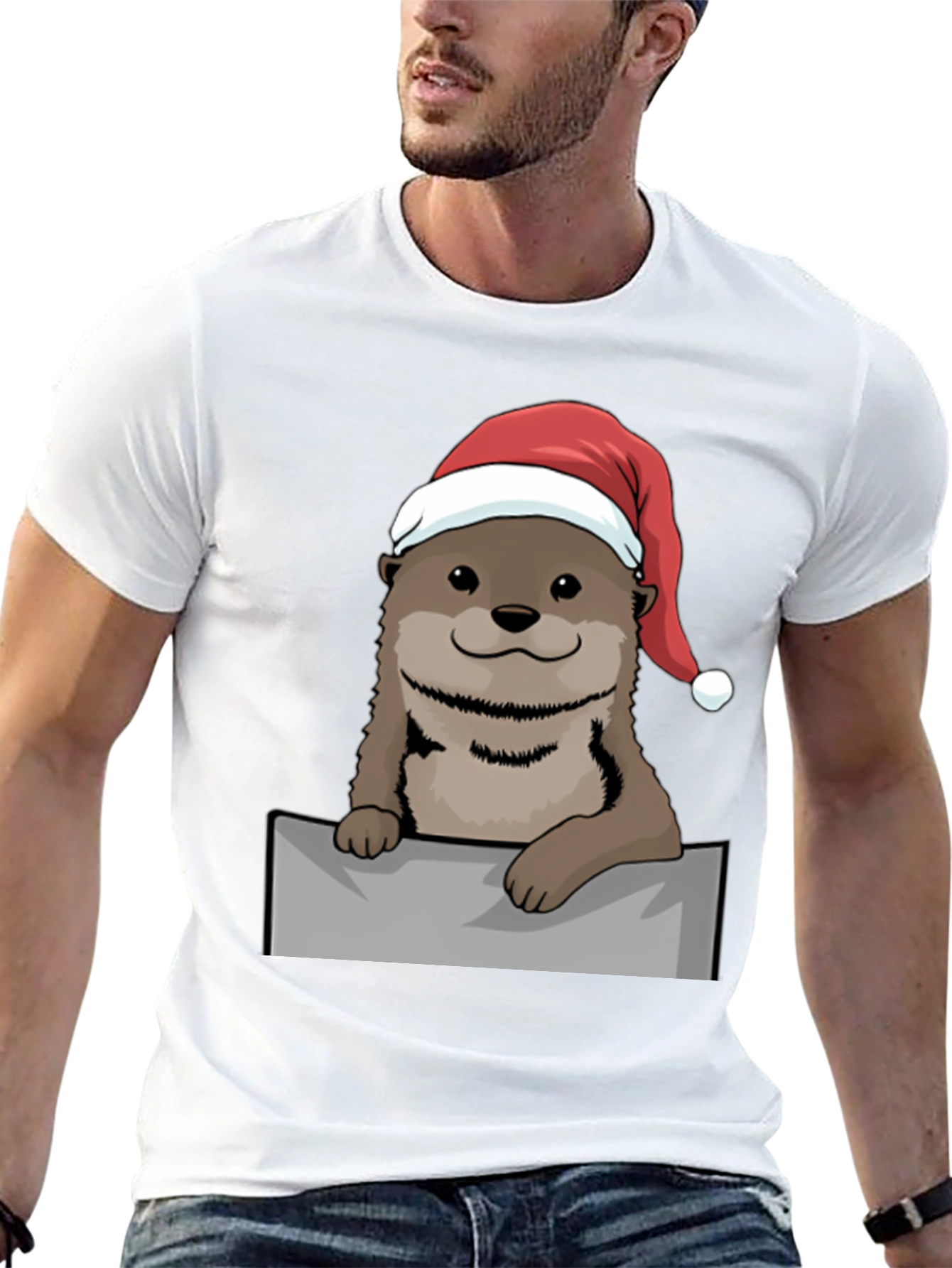 Festive Otter Graphic Tee - Holiday Edition