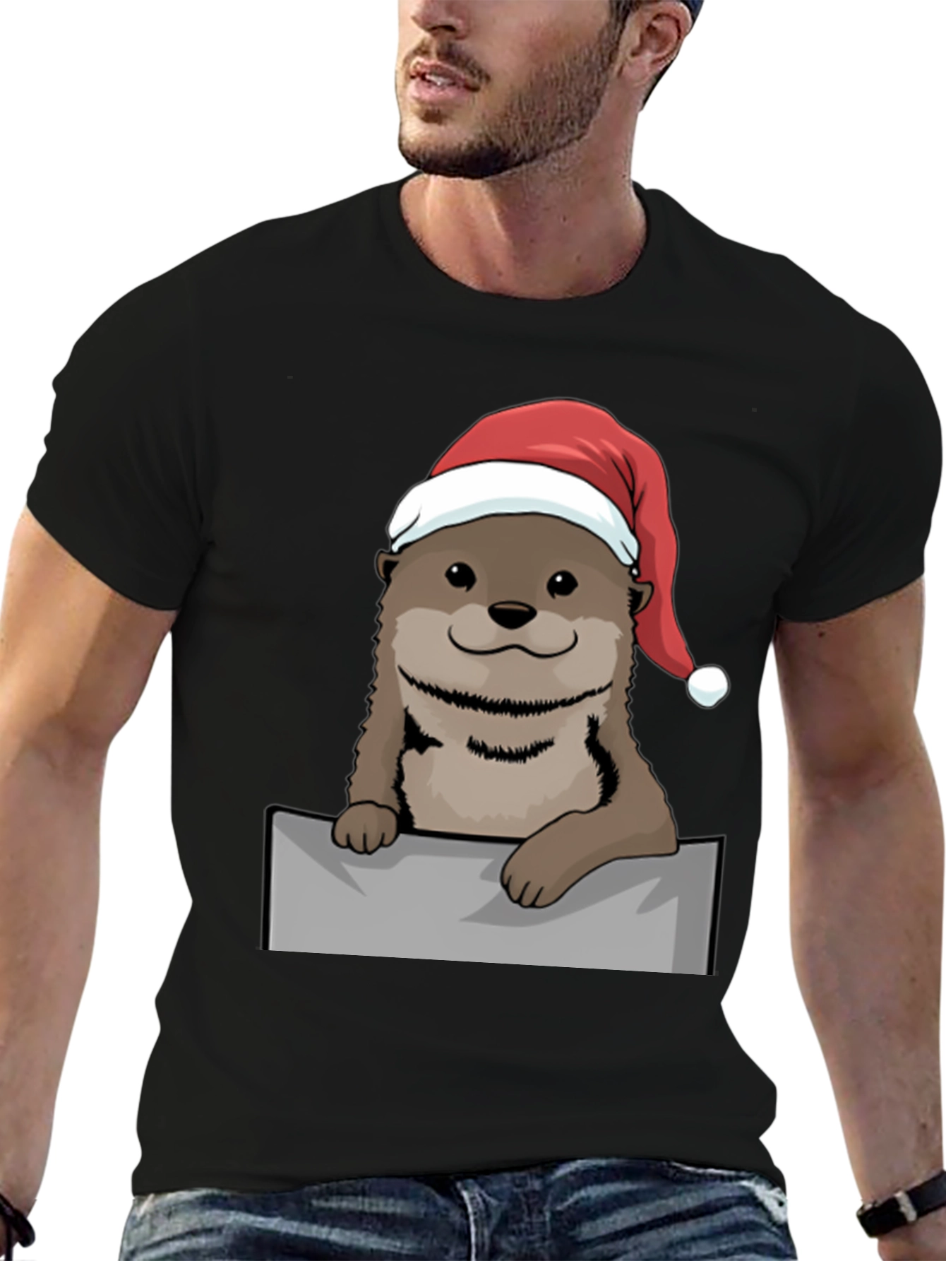 Festive Otter Graphic Tee - Holiday Edition