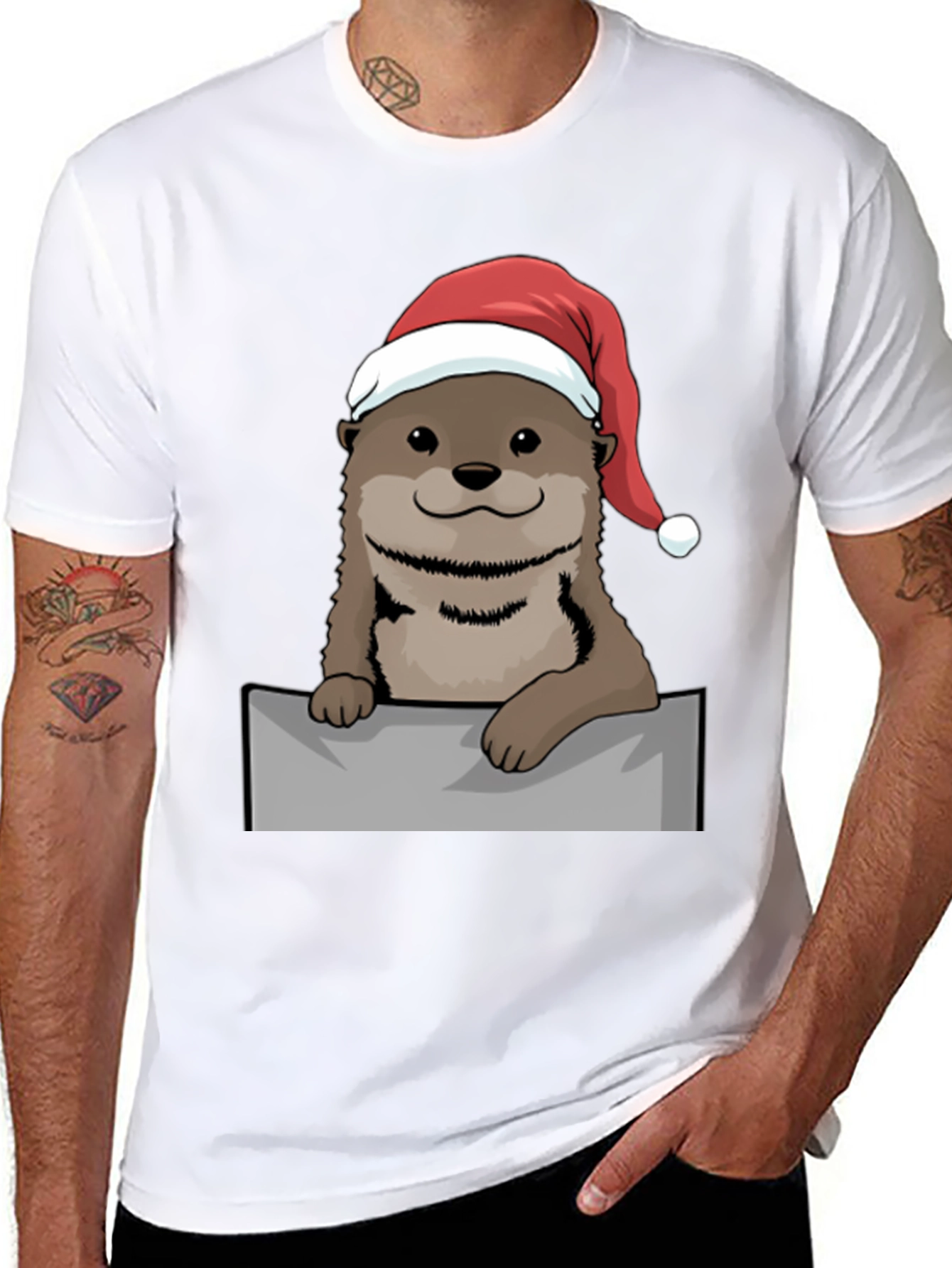 Festive Otter Graphic Tee - Holiday Edition