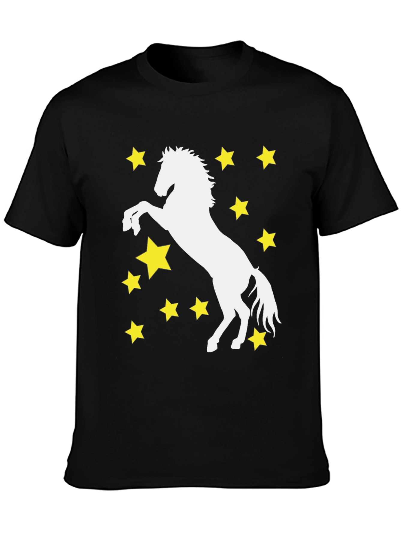 Starry Horse Graphic Tee - Black Cotton Blend