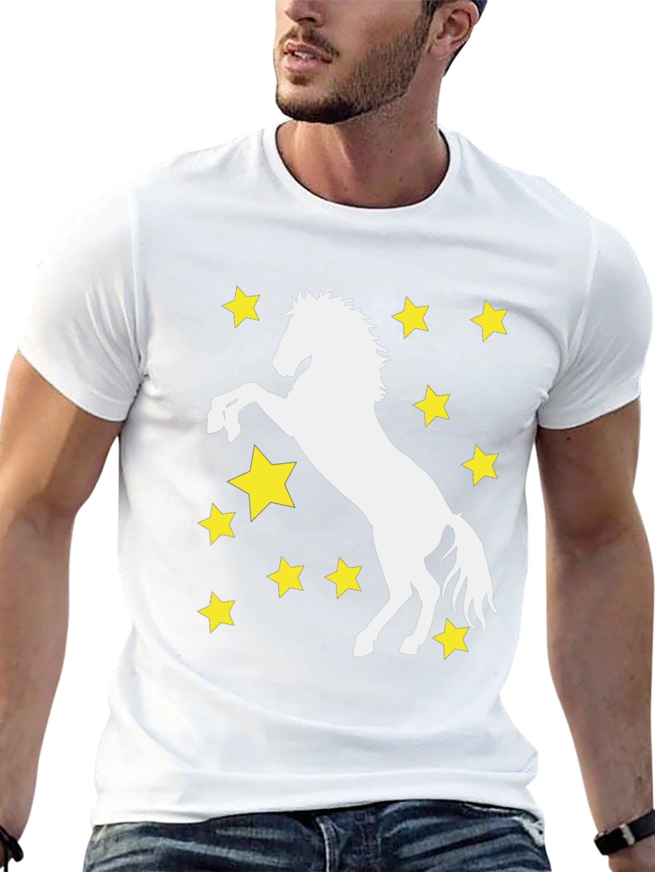 Starry Horse Graphic Tee - Black Cotton Blend