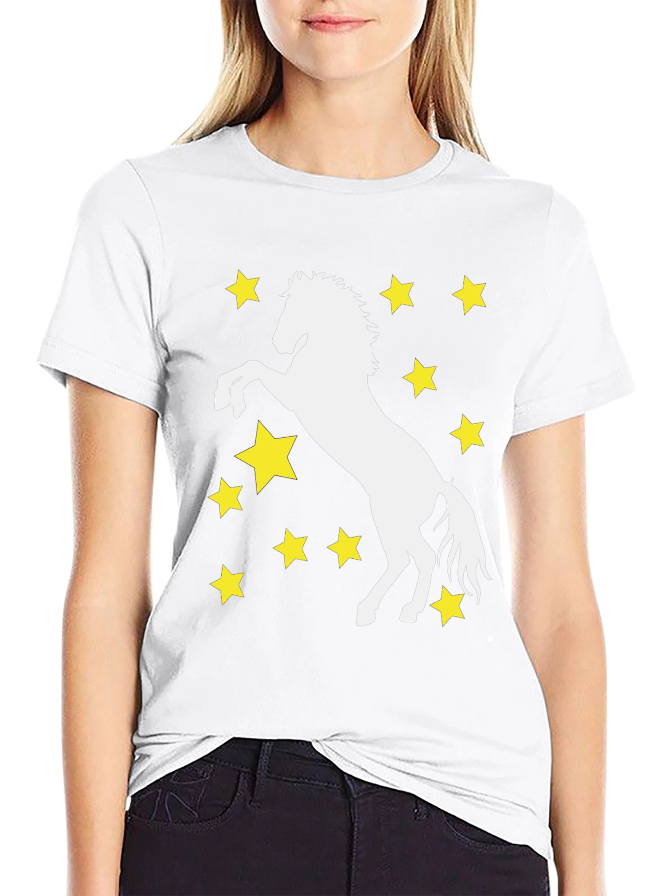 Starry Horse Graphic Tee - Black Cotton Blend