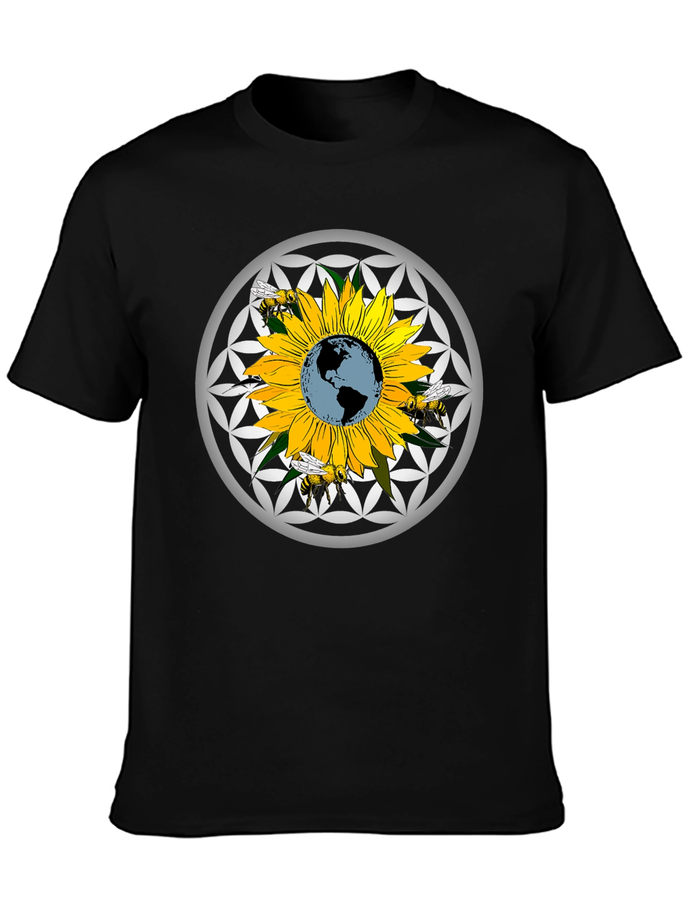 Sunflower Earth Bee Graphic T-Shirt