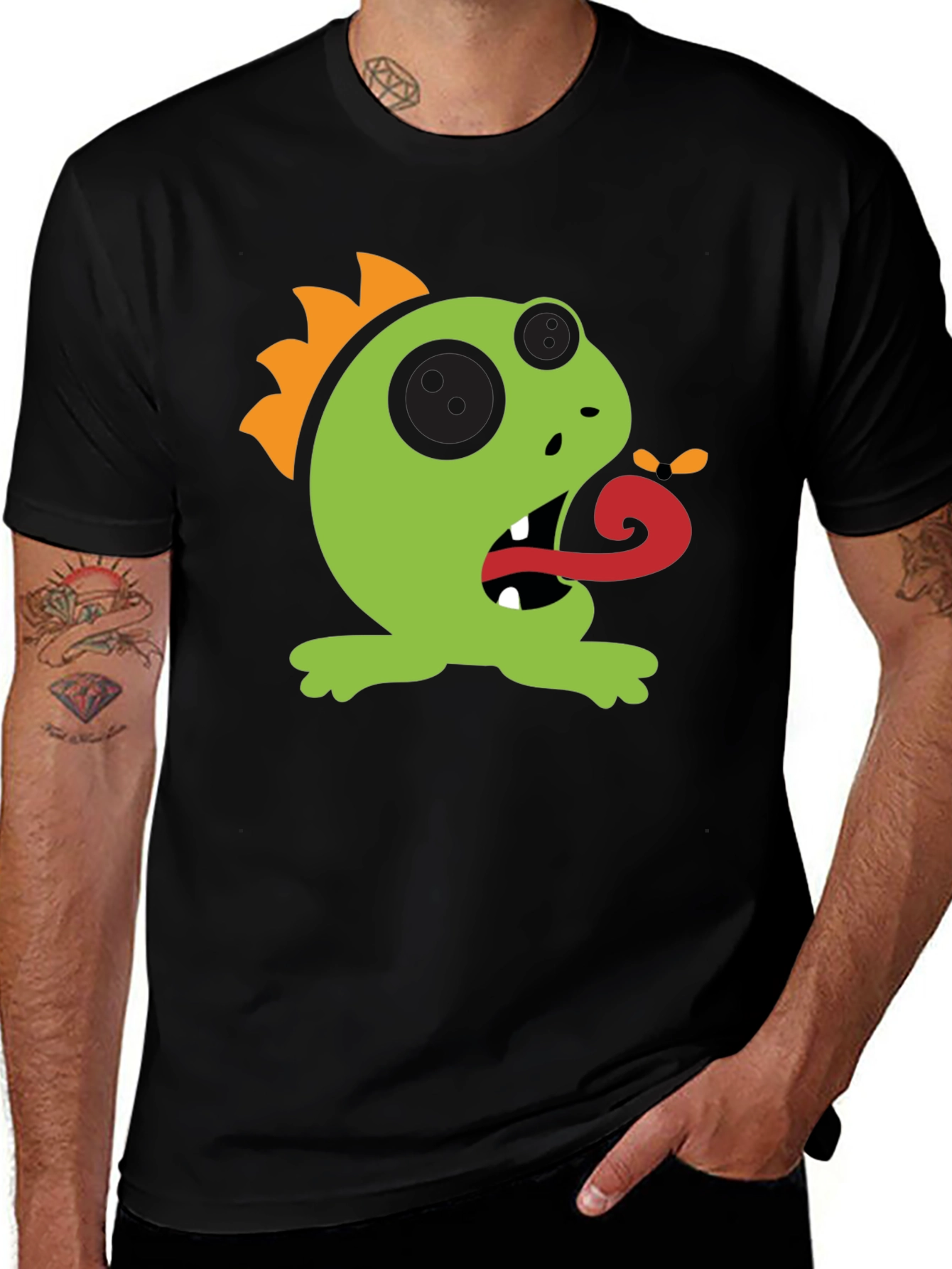 Cartoon Monster Graphic Tee - Black