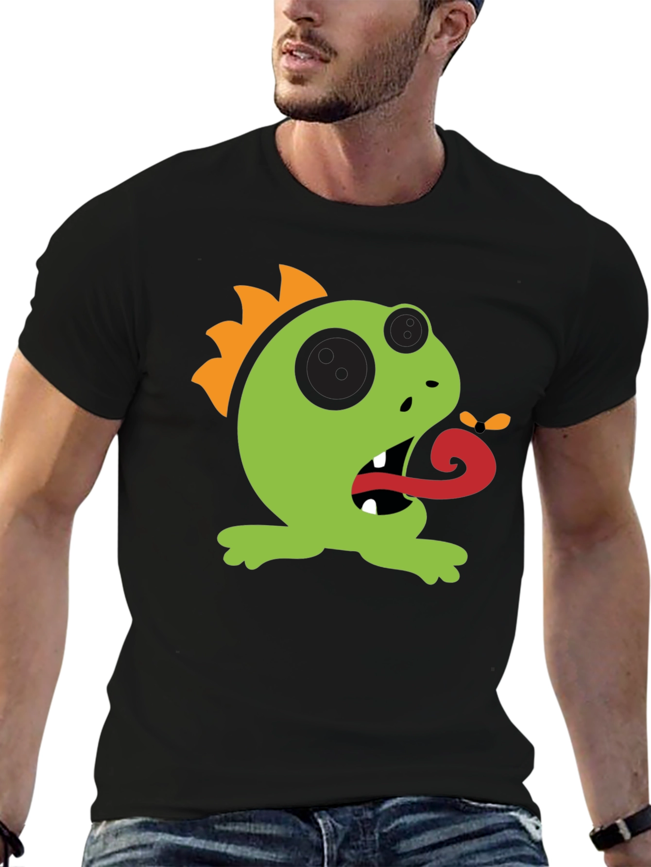 Cartoon Monster Graphic Tee - Black