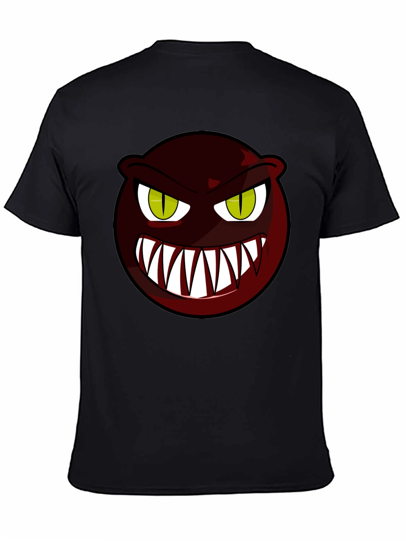 Monster Face Graphic Tee - Black Cotton T-Shirt