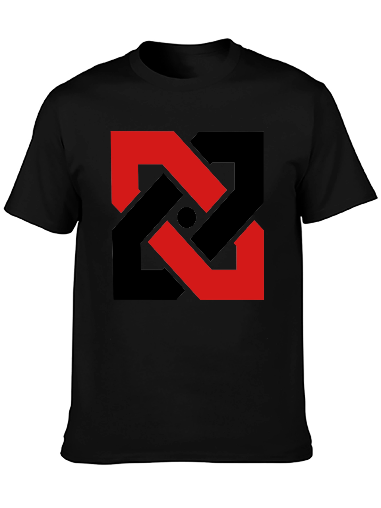 Abstract Geometric T-Shirt - Red & Black Design