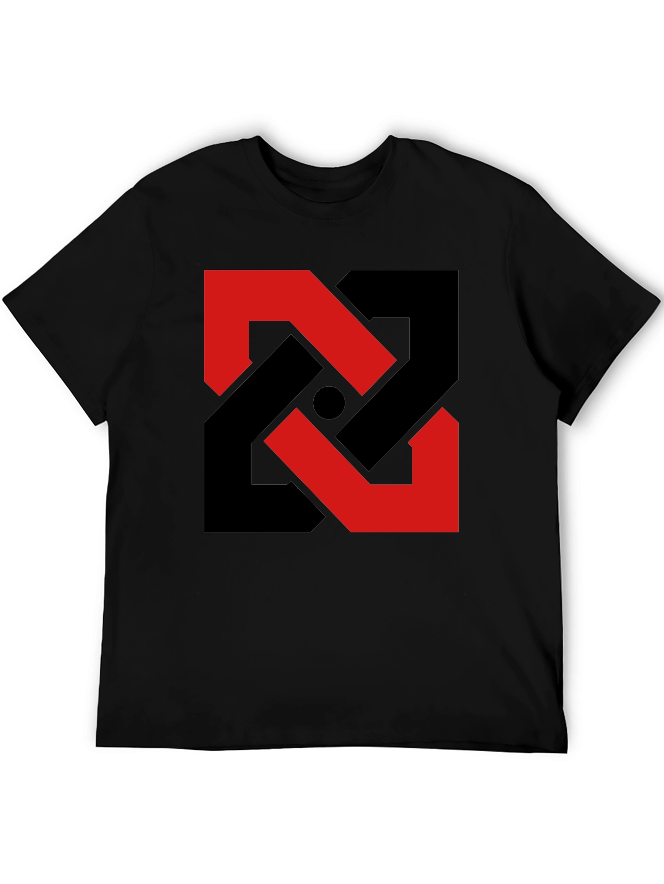 Abstract Geometric T-Shirt - Red & Black Design