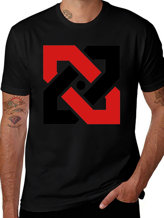 Abstract Geometric T-Shirt - Red & Black Design