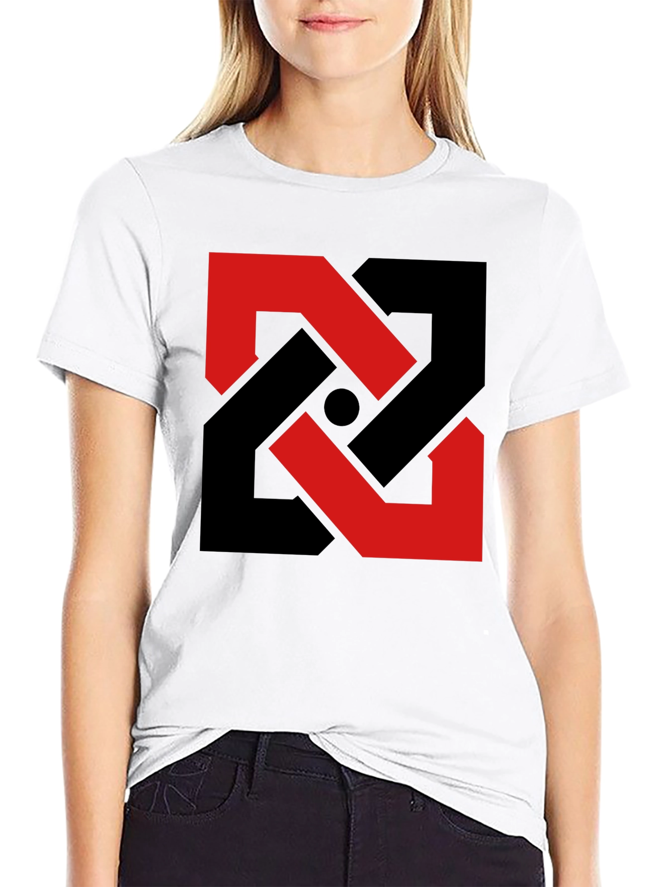 Abstract Geometric T-Shirt - Red & Black Design