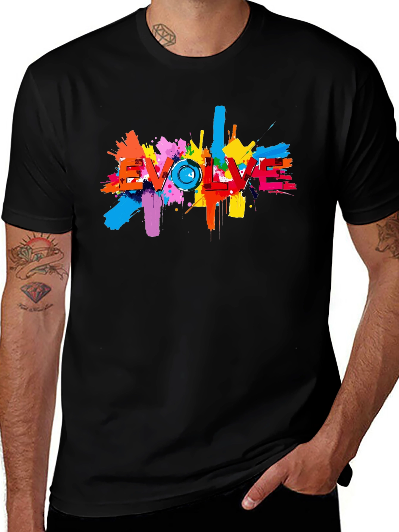 Evolve Splatter Graphic Black T-Shirt